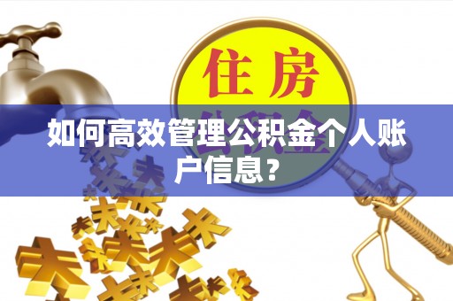台湾如何高效管理公积金个人账户信息？